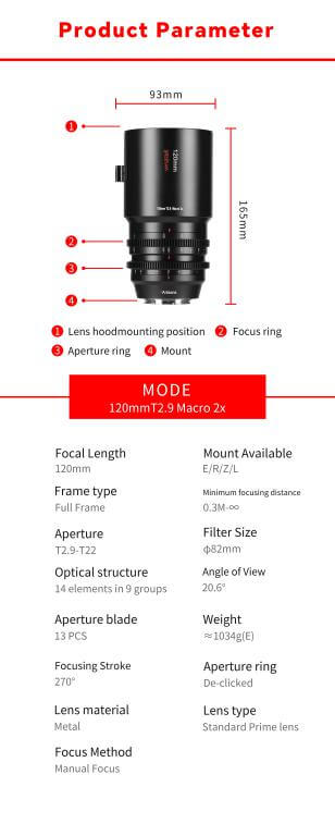 7Artisans 7Artisans 120mm T2.9 Makroobjektiv 2x Fullformat for Sony E