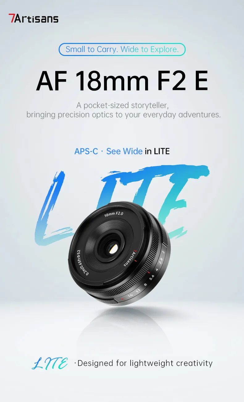  7Artisans AF 18mm f/2 Lite for Fujifilm X (APS-C) Rask levering fra Sverige.