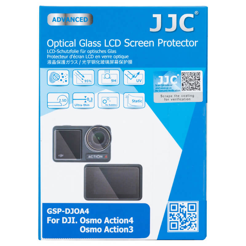  JJC skjermbeskyttelse for DJI Osmo Action 3 / 4 – 9H optisk glass Rask levering fra Sverige.