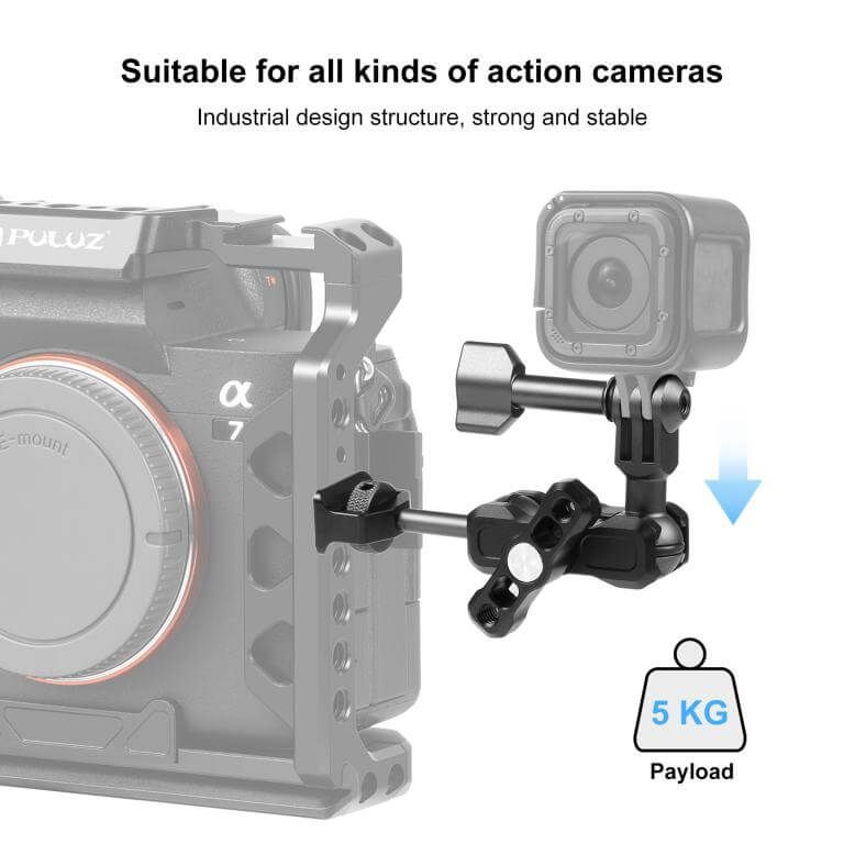  Puluz magisk arm med doble kuleledd for actionkameraer Rask levering fra Sverige.