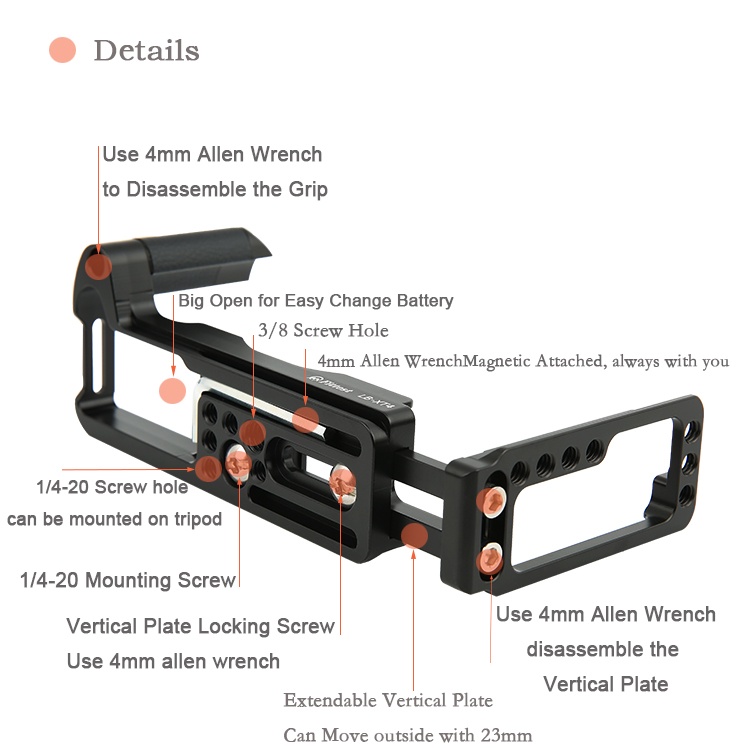 Fittest Fittest l-bracket med håndgrep for Fujifilm X-T4