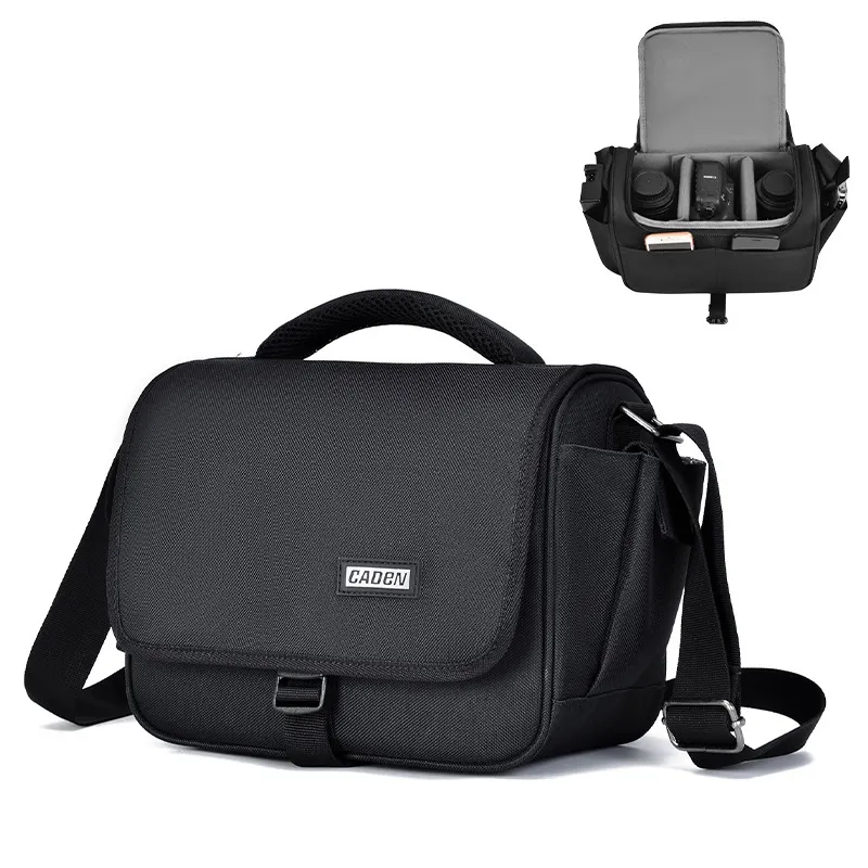 Caden Caden D27 trendy svart Axelveske for kameraet 24x19x14cm