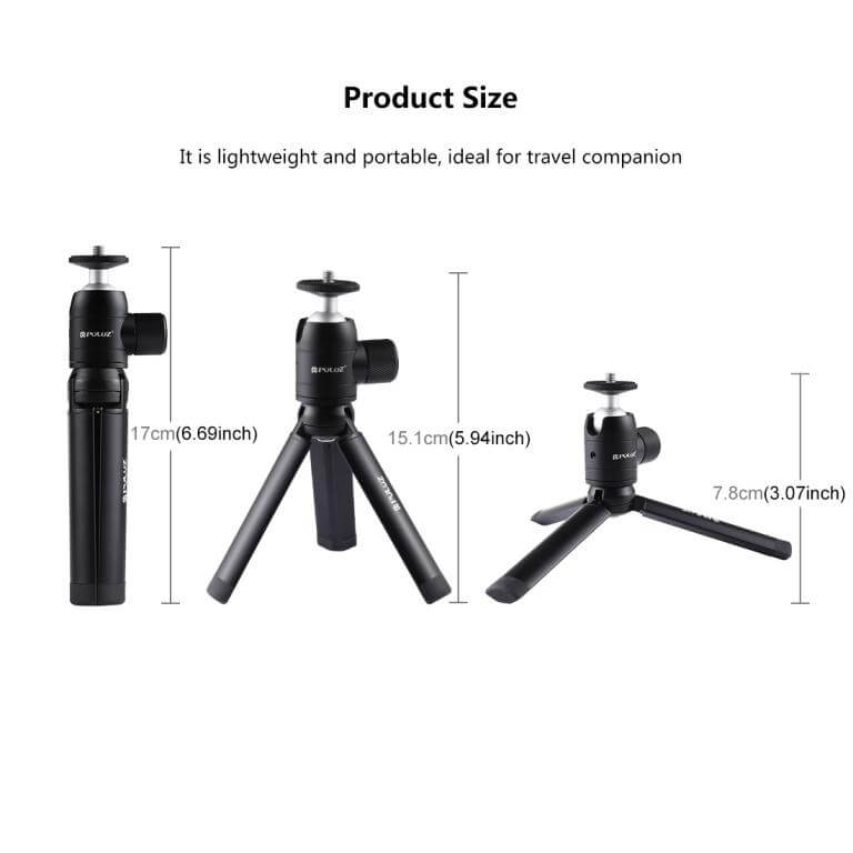 Puluz ministativ 15 cm for kamera & mobilholder av metall Rask levering fra Sverige.