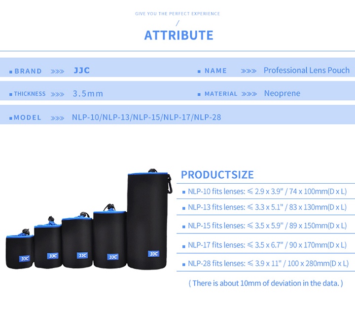 JJC Objektivveske – NLP-17 i mykt neopren Rask levering fra Sverige.