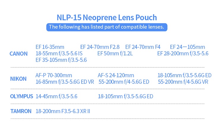  JJC Objektivveske – NLP-15 i mykt neopren Rask levering fra Sverige.
