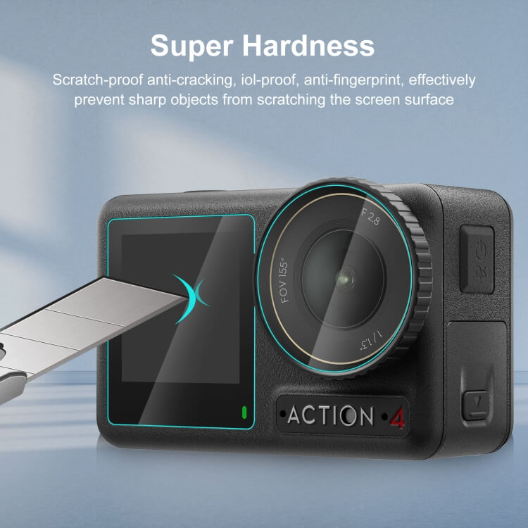  Skjermbeskyttelse og linsebeskyttelse for DJI Osmo Action 4 i herdet glass Rask levering fra Sverige.