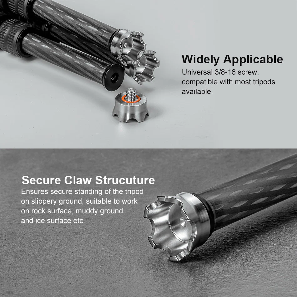  Sunwayfoto TP-02 rustfrie stativføtter med klo – 3/8-tommers universalfeste Rask levering fra Sverige.