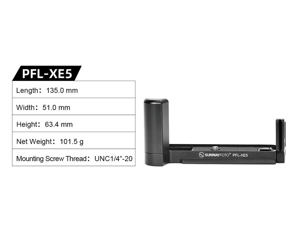  Sunwayfoto L-brakett med håndgrep for Fujifilm X-E5 (PFL-XE5) Rask levering fra Sverige.
