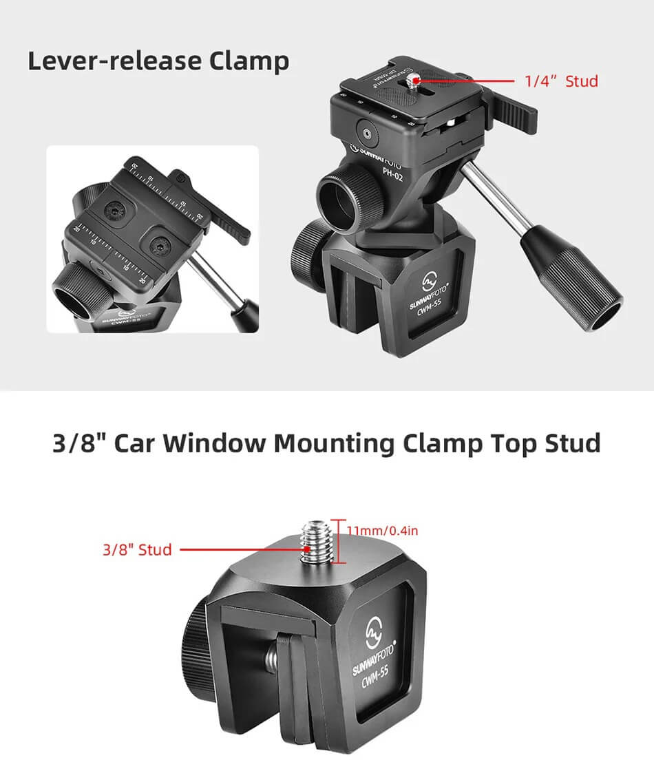  Sunwayfoto CPH-02 videohode med bilvindu­feste for kamera/kikkert Rask levering fra Sverige.