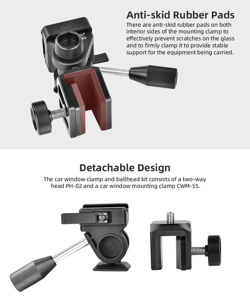  Sunwayfoto CWM-55 bilvindusfeste for stativhode med 3/8-toms gjenge Rask levering fra Sverige.