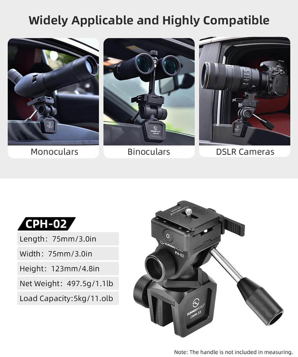  Sunwayfoto CWM-55 bilvindusfeste for stativhode med 3/8-toms gjenge Rask levering fra Sverige.