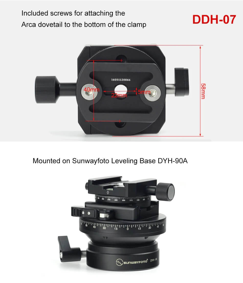  Sunwayfoto DDH-07 panoramafeste med låseratt for Arca Rask levering fra Sverige.
