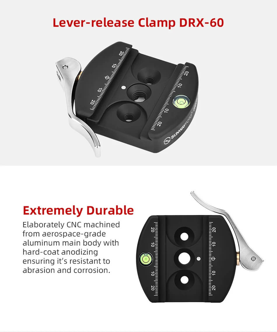  Sunwayfoto DRX-60 hurtigfeste 60 mm for Arca-Swiss Rask levering fra Sverige.