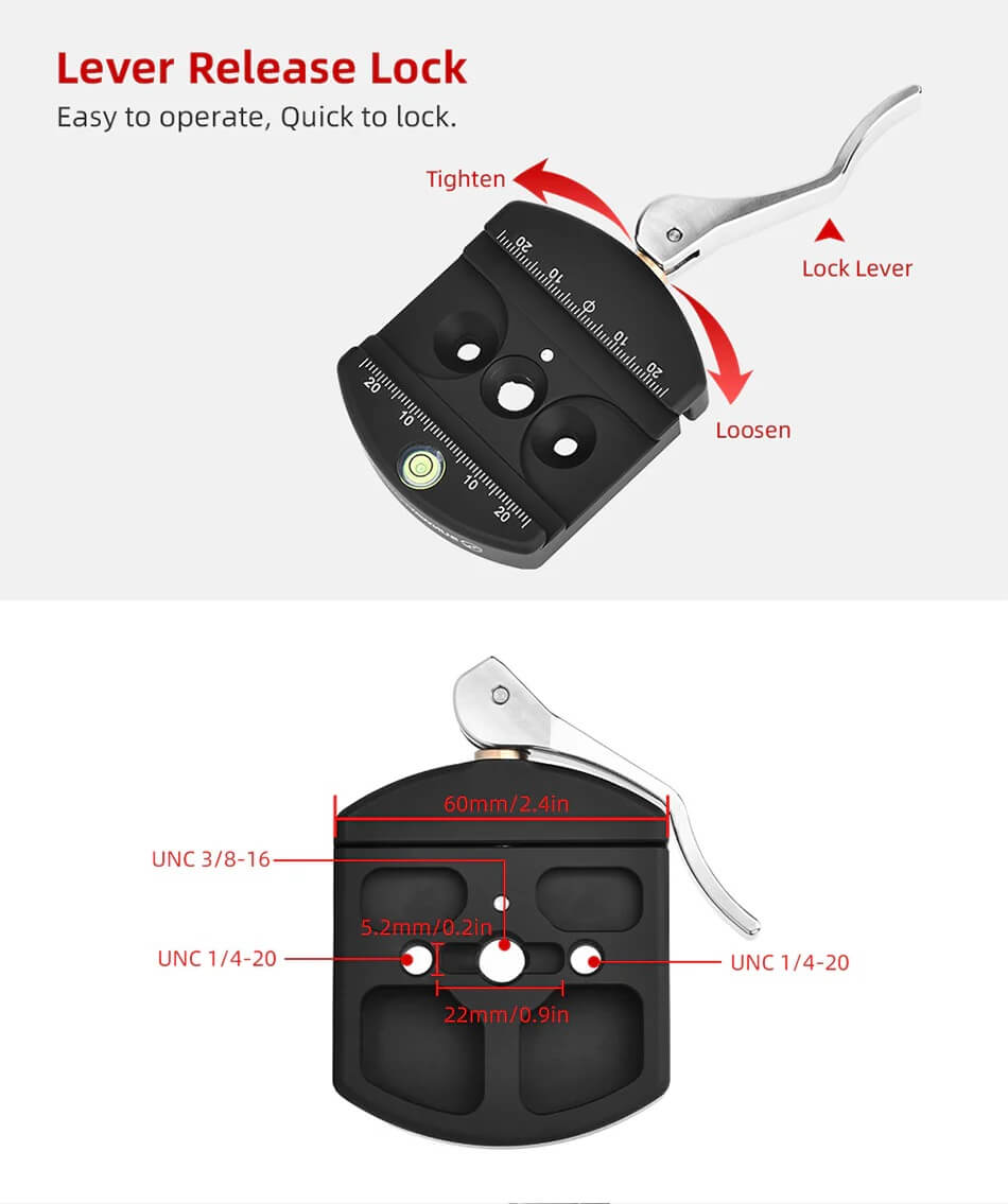  Sunwayfoto DRX-60 hurtigfeste 60 mm for Arca-Swiss Rask levering fra Sverige.