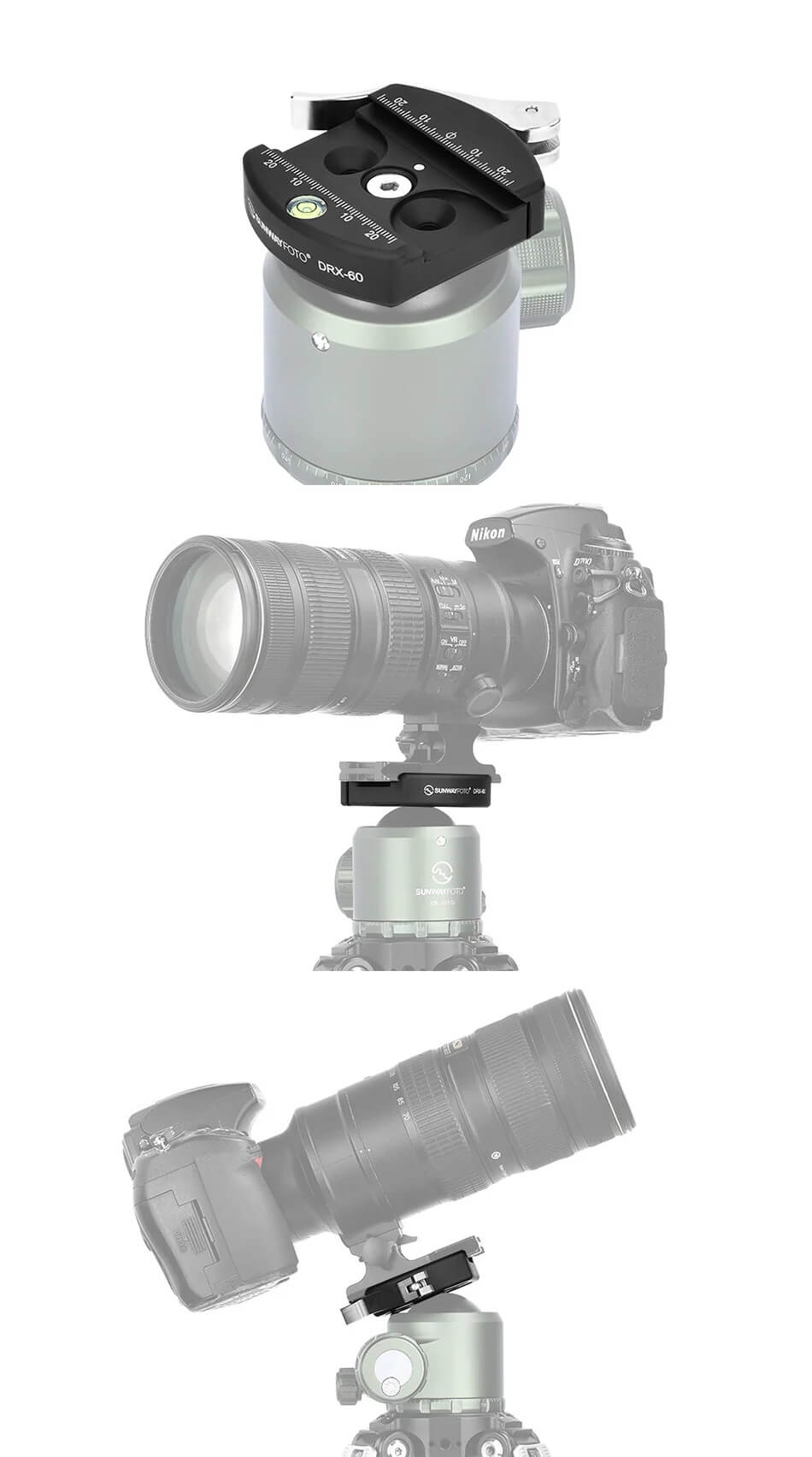  Sunwayfoto DRX-60 hurtigfeste 60 mm for Arca-Swiss Rask levering fra Sverige.