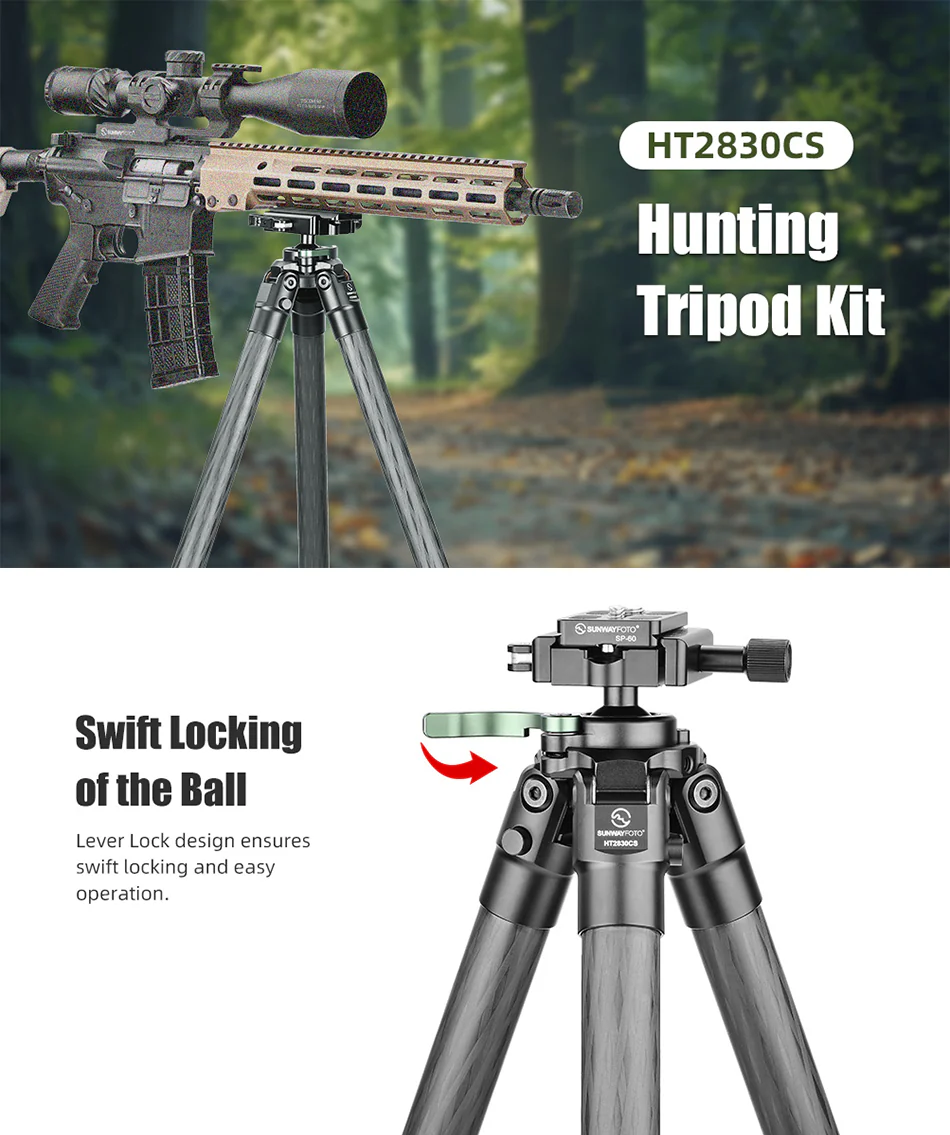 Sunwayfoto Sunwayfoto T4040CM karbonfiberstativ 161cm for tung utstyr foto/jakt 40 kg
