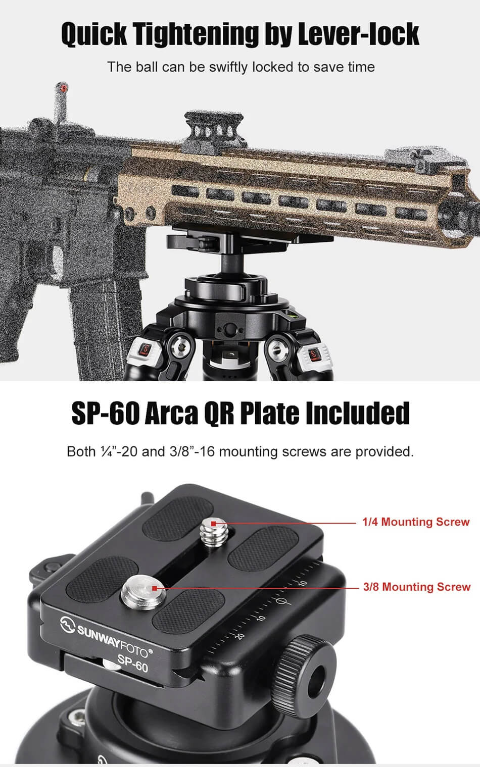 Sunwayfoto Sunwayfoto IB-40 Lavprofilskulehode for Picatinny/Nato-fästen & Arca Swiss