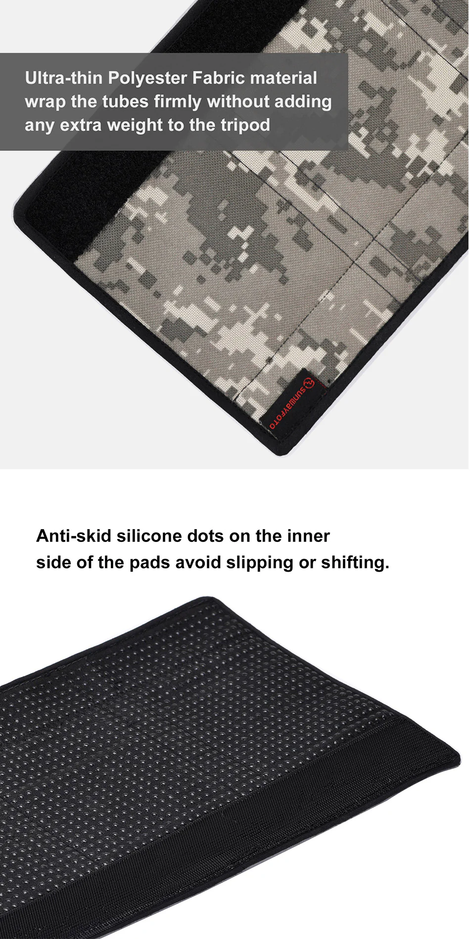  Sunwayfoto Kamuflasje stativbensbeskyttere 3-pack – Passer bendiameter 28–36 mm Rask levering fra Sverige.