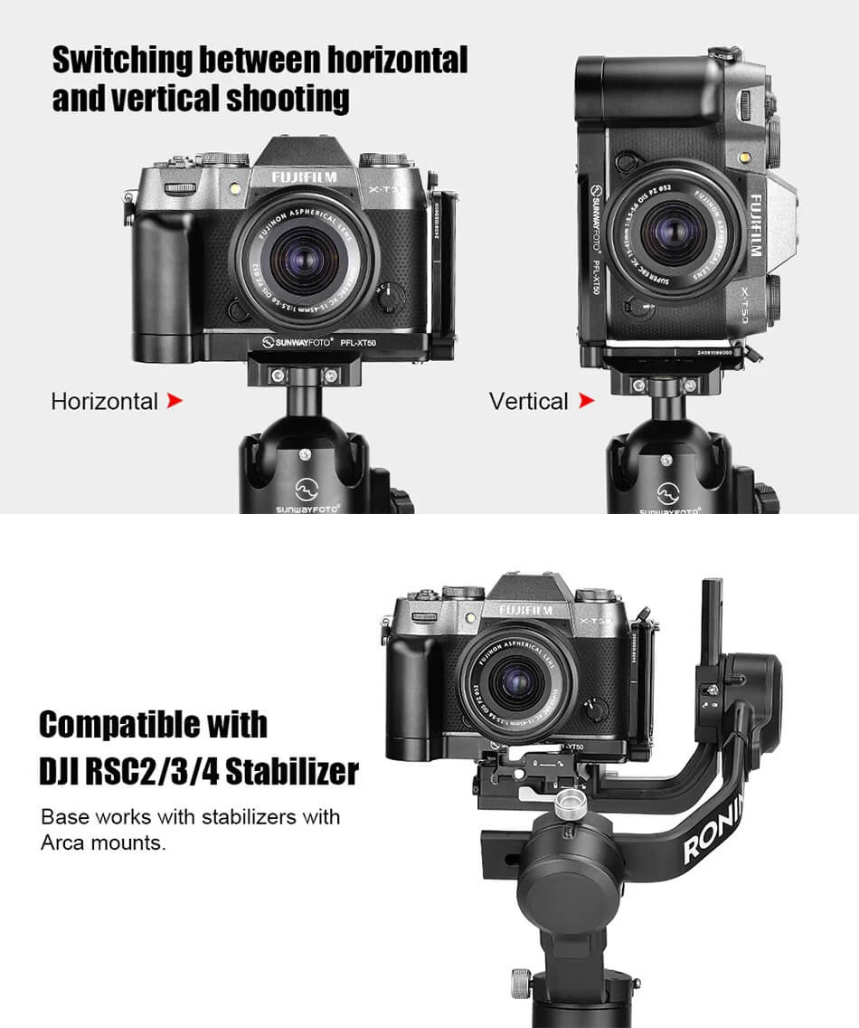 Sunwayfoto Sunwayfoto l-bracket med håndgrep for Fujifilm X-T50