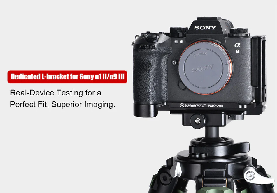  Sunwayfoto L-brakett i ett stykke for Sony A9 III & A1 II – Arca-Swiss Rask levering fra Sverige.