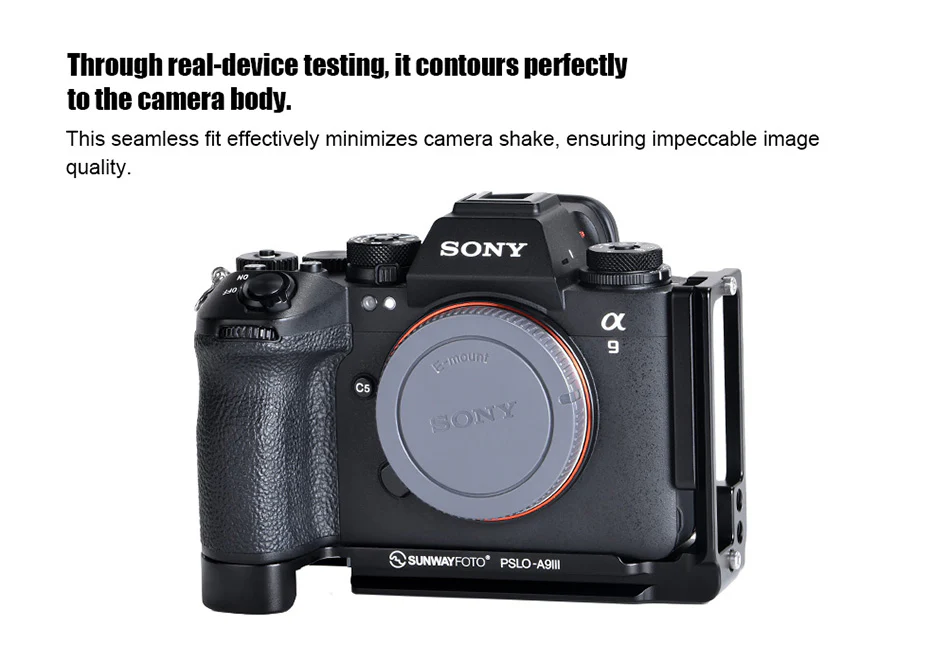  Sunwayfoto L-brakett i ett stykke for Sony A9 III & A1 II – Arca-Swiss Rask levering fra Sverige.