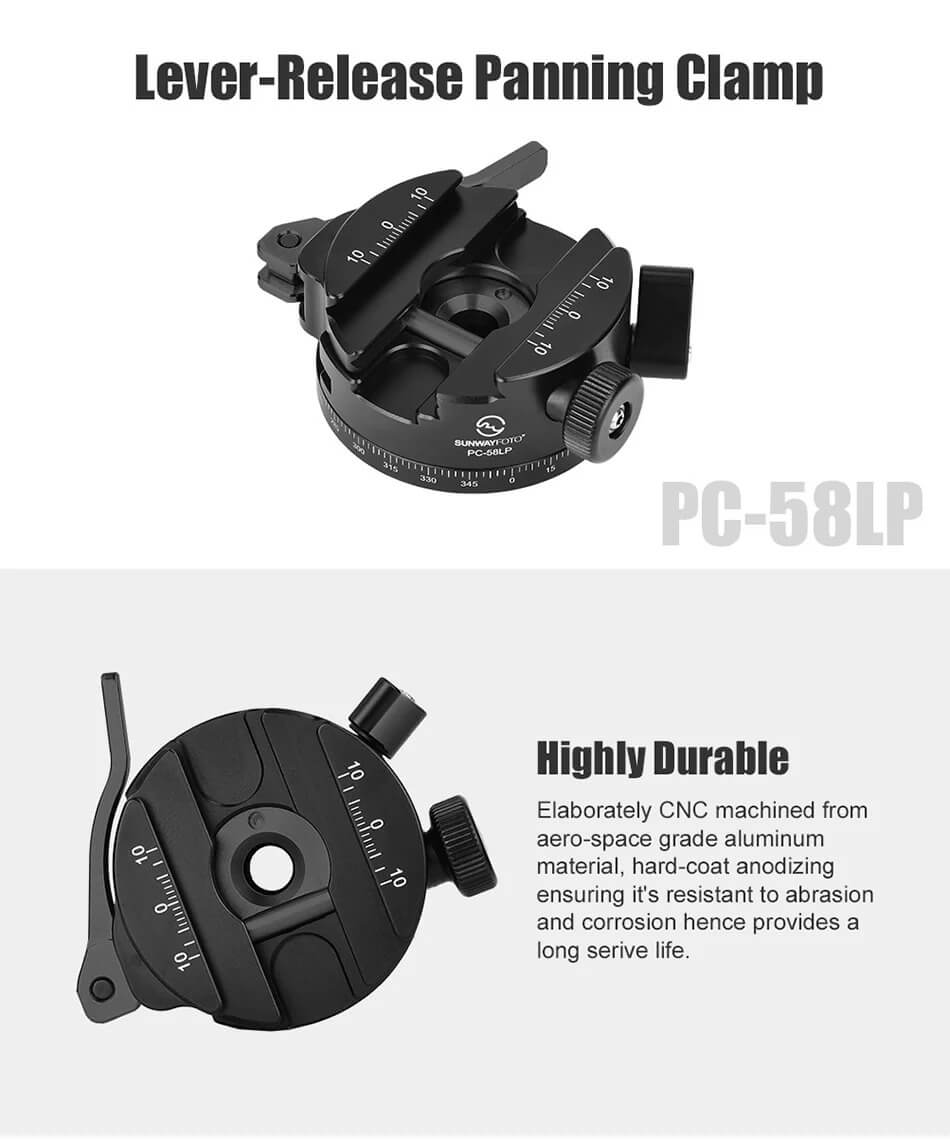  Sunwayfoto PC-58LP feste 360° pan for Picatinny og Arca Swiss Rask levering fra Sverige.