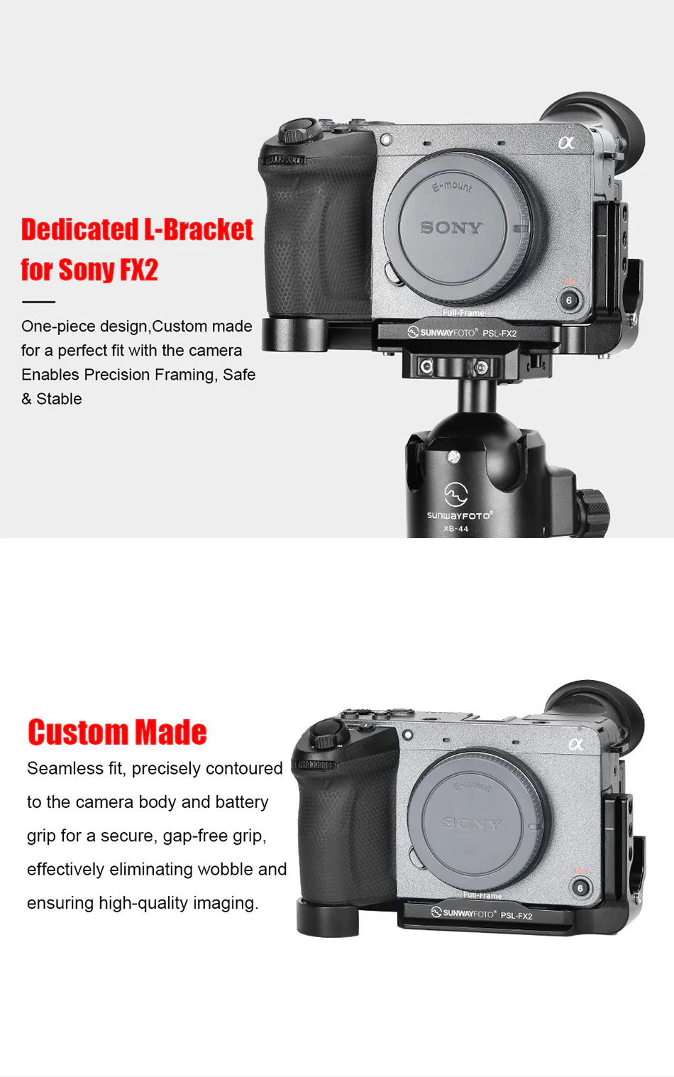  Sunwayfoto PSL-FX2 L-bracket for Sony FX2 Arca-kompatibel Rask levering fra Sverige.