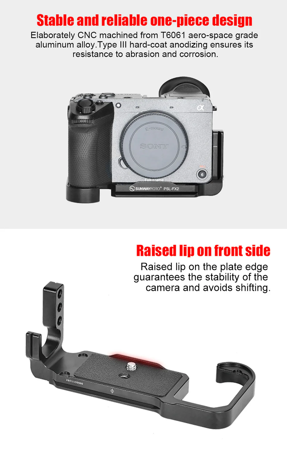  Sunwayfoto PSL-FX2 L-bracket for Sony FX2 Arca-kompatibel Rask levering fra Sverige.