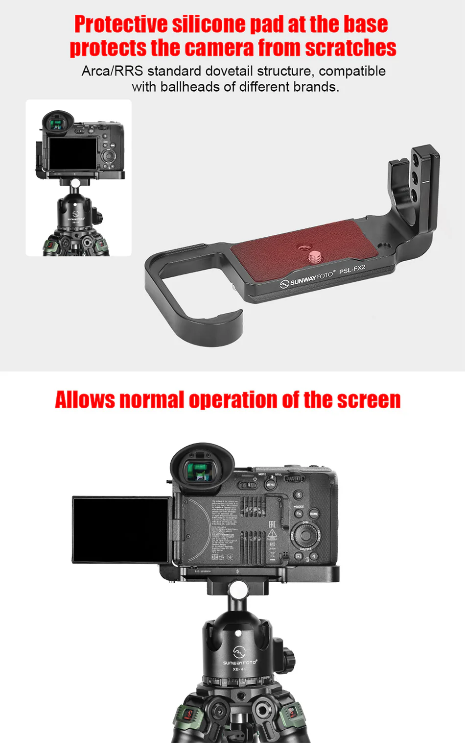  Sunwayfoto PSL-FX2 L-bracket for Sony FX2 Arca-kompatibel Rask levering fra Sverige.