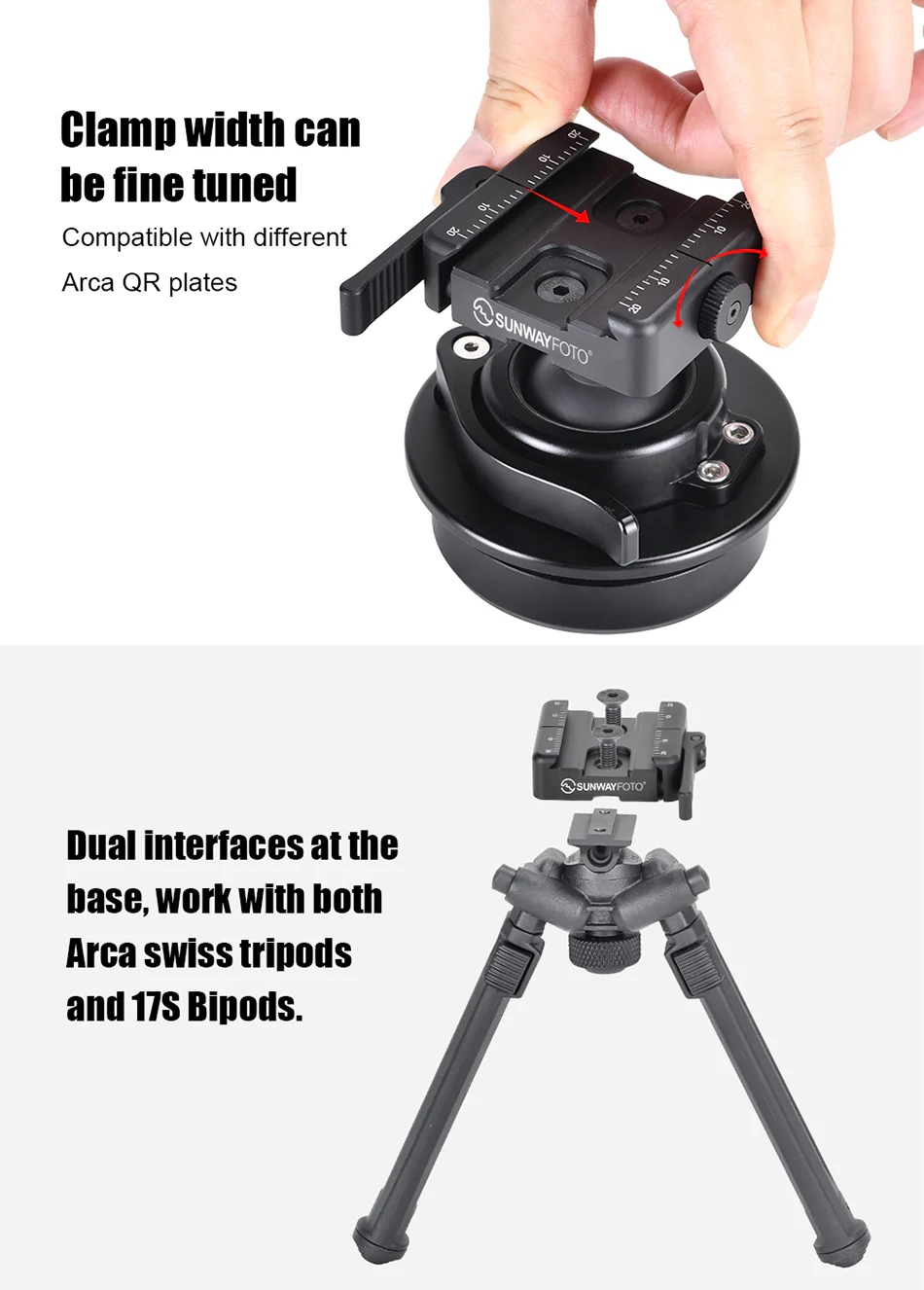  Sunwayfoto SAC-50L 50 mm hurtigfeste med låsespak for Arca-Swiss & A.R.M.S 17S Rask levering fra Sverige.