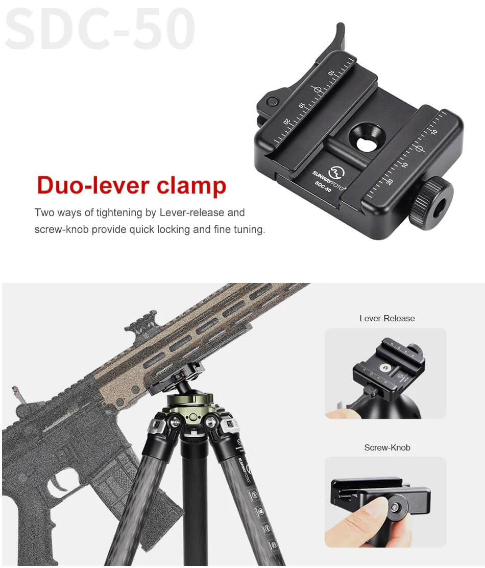  Sunwayfoto SDC-50 feste for Picatinny og Arca Swiss Rask levering fra Sverige.