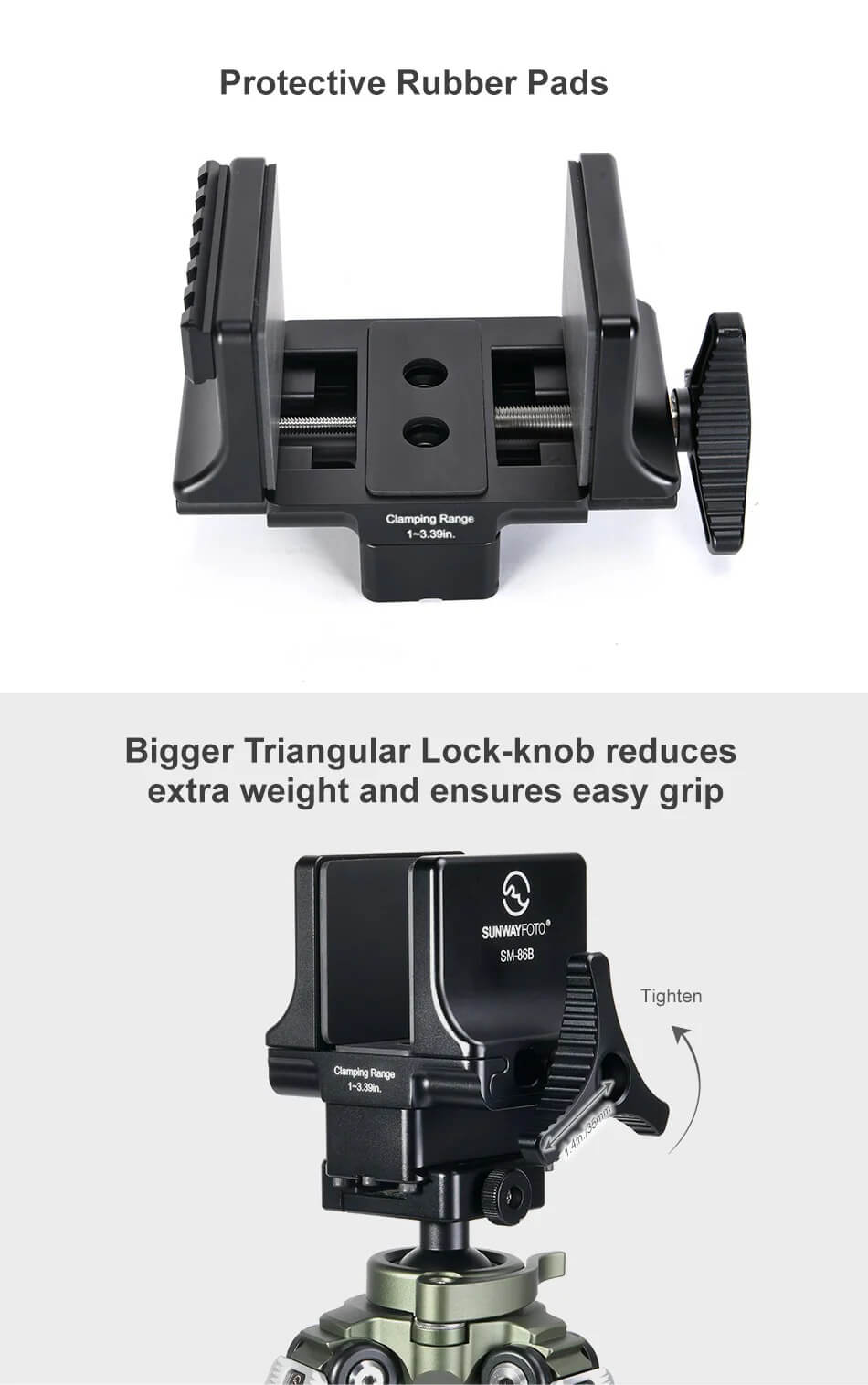 Sunwayfoto Sunwayfoto SM-86B – Robust sadelfeste for jakt og Arca Swiss stativ