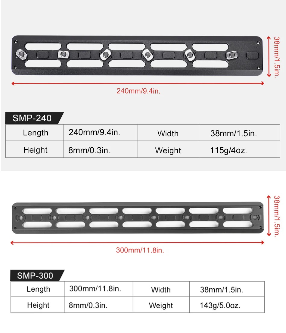  Sunwayfoto SMP-300 Adapterplate for Arca og M-LOK Rask levering fra Sverige.