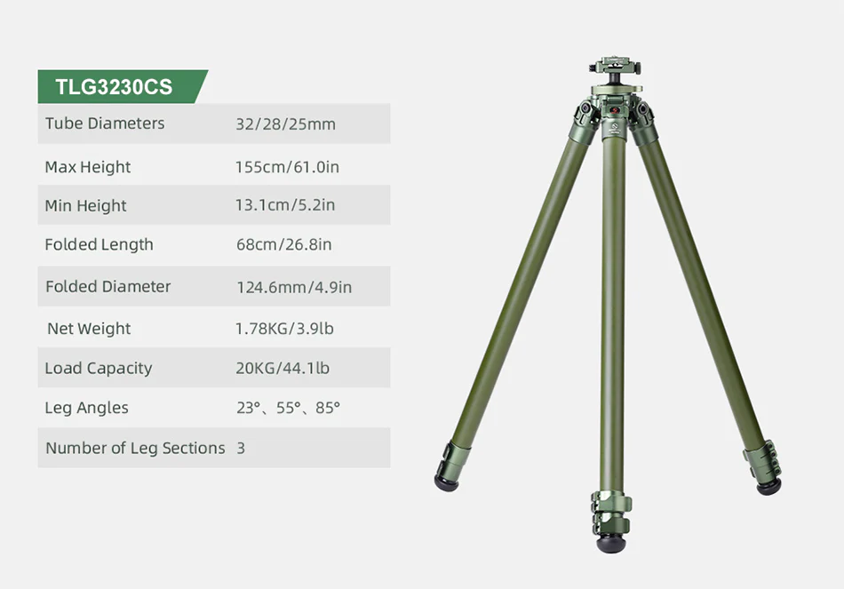 Sunwayfoto Sunwayfoto T4040CM karbonfiberstativ 161cm for tung utstyr foto/jakt 40 kg
