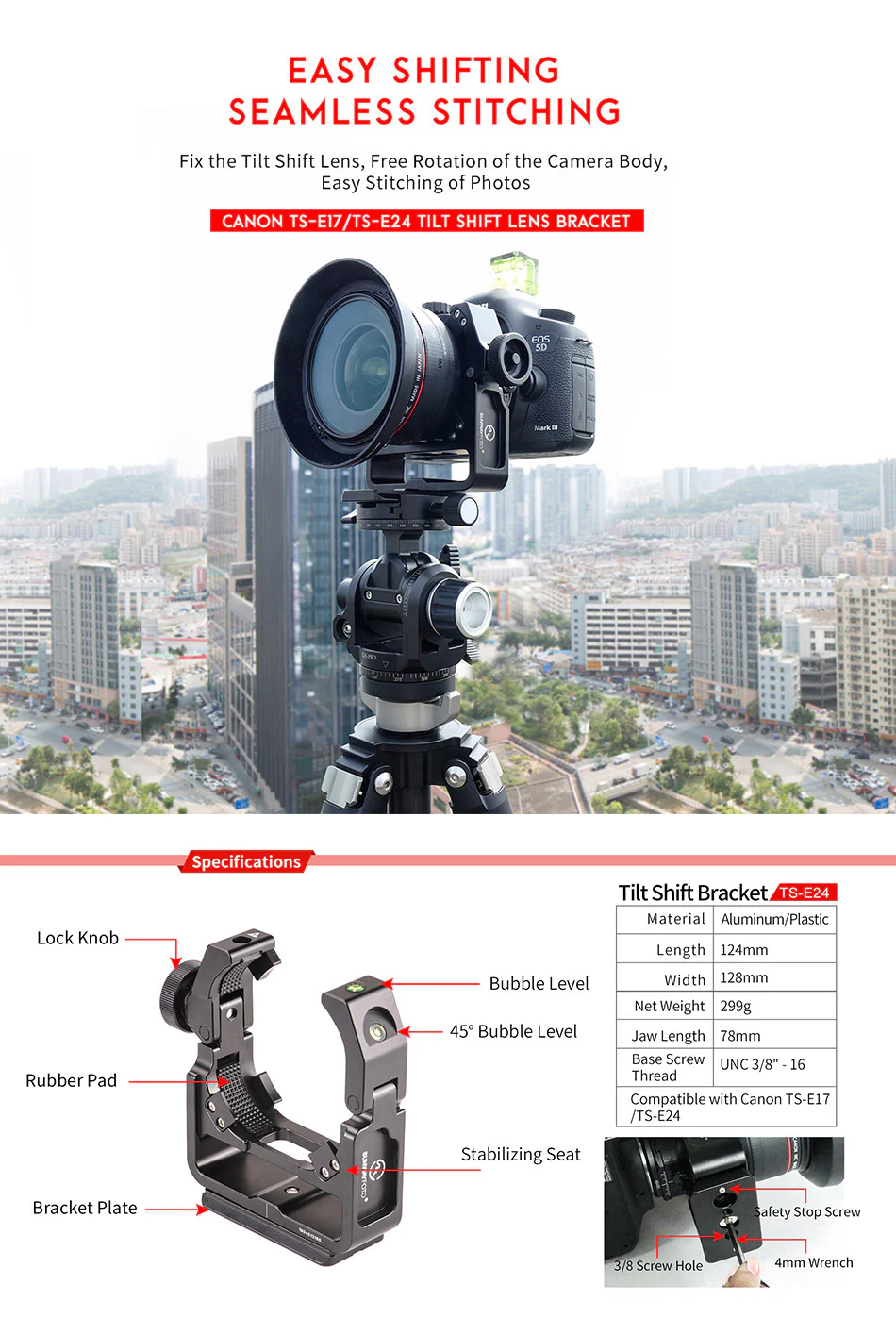Sunwayfoto Sunwayfoto TS-E24 Feste for Canon tilt-shift-objektiv TS-E17 TS-E24
