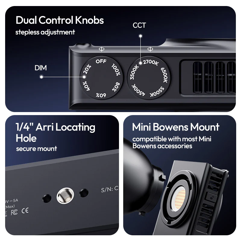 Ulanzi C01 100W COB Light – Kompakt, kraftig og portabel videolys Rask levering fra Sverige.