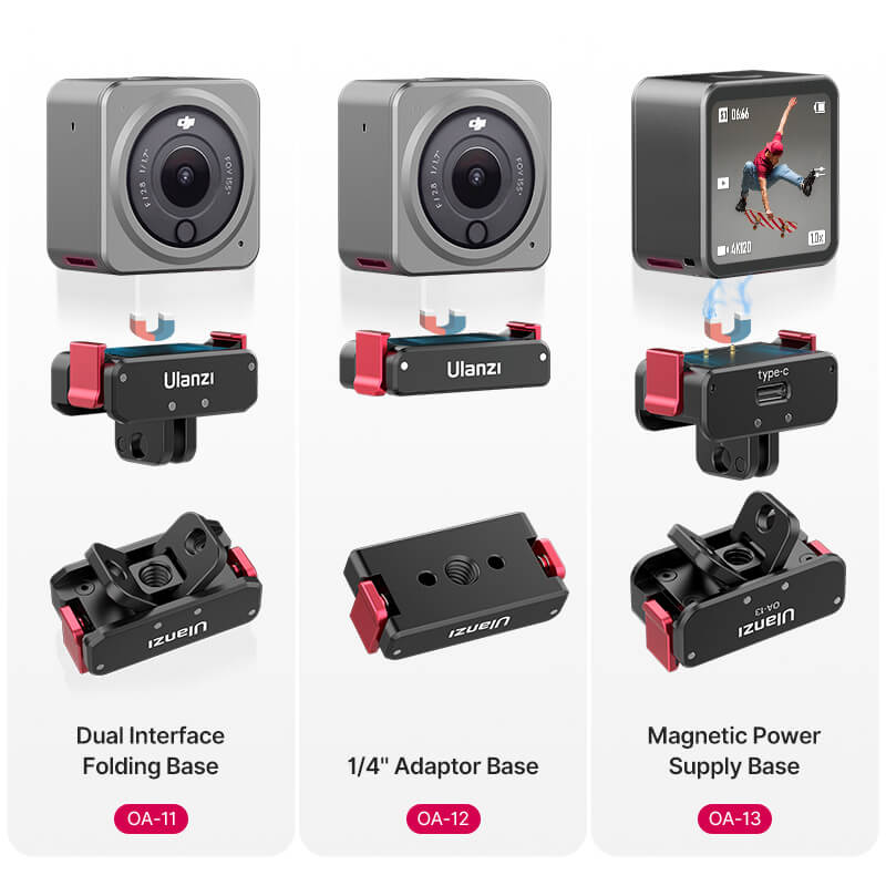  Ulanzi Folding Fingers med 1/4-tommers gjenge og feste for Osmo Action 2/3/4 Rask levering fra Sverige.