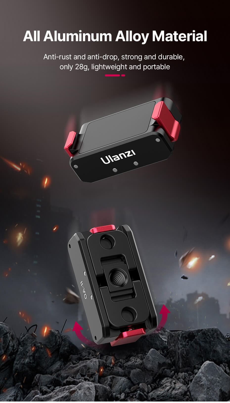  Ulanzi Folding Fingers med 1/4-tommers gjenge og feste for Osmo Action 2/3/4 Rask levering fra Sverige.