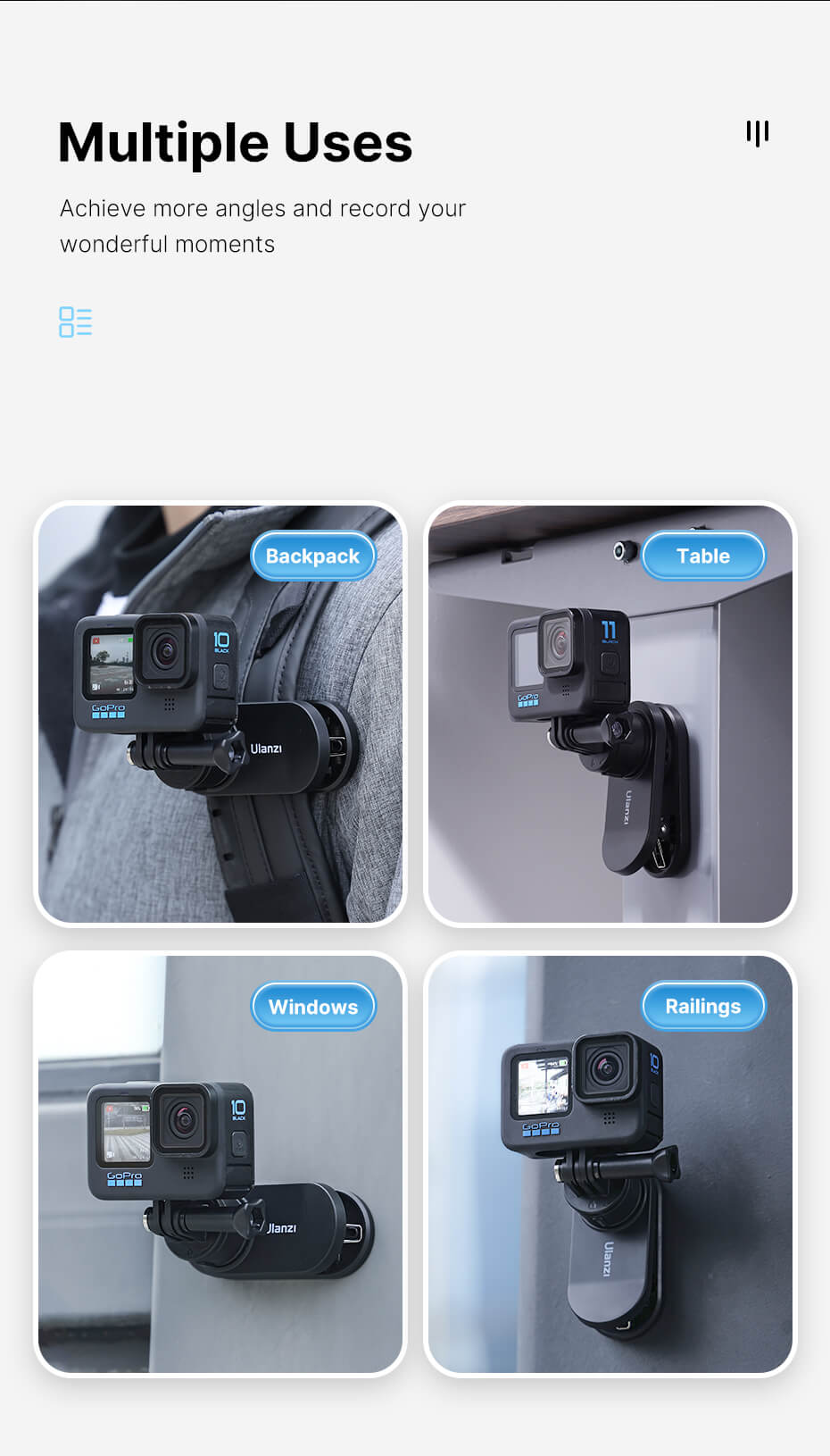  Ulanzi magnetisk hurtigkoblingssystem for actionkameraer Rask levering fra Sverige.