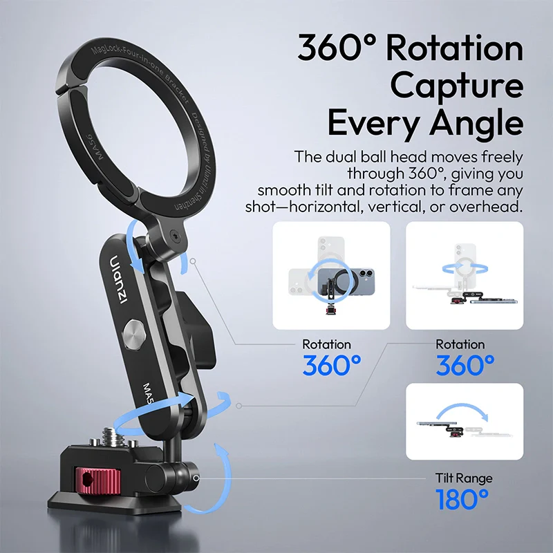  Ulanzi MA56 4-in-1 MagLock – Magnetisk mobilholder med 360° rotasjon Rask levering fra Sverige.