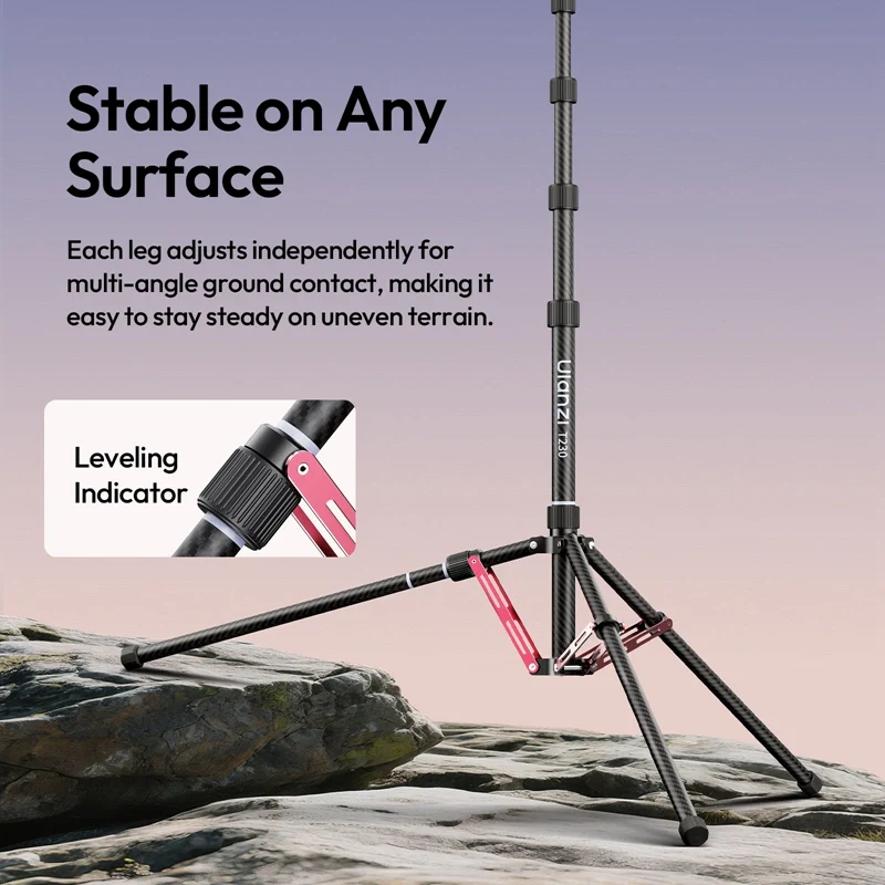  Ulanzi T230 – portabelt lysstativ i karbonfiber 230 cm med vendbare ben Rask levering fra Sverige.