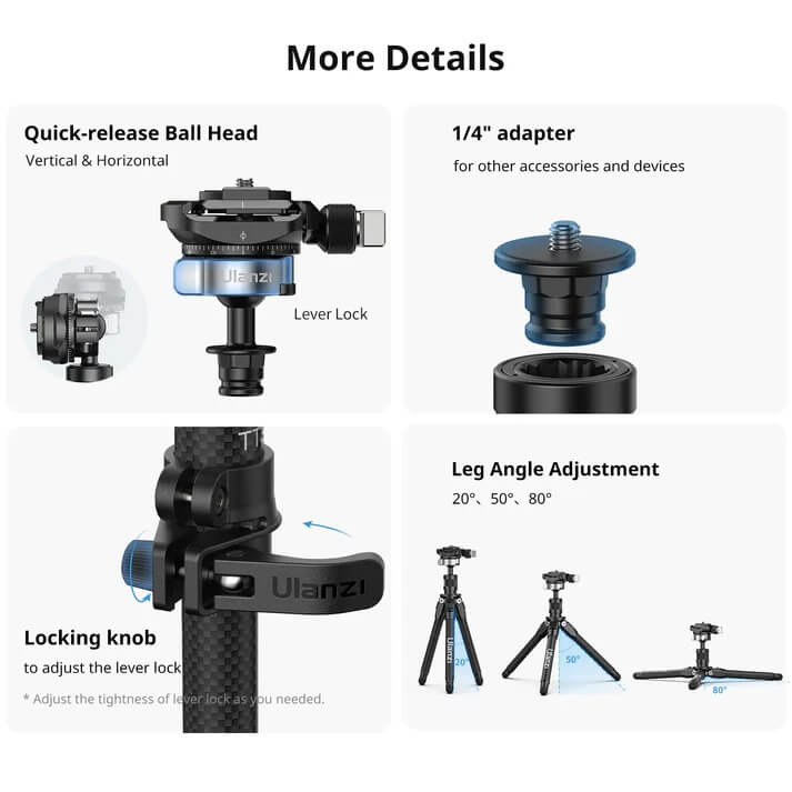 Ulanzi Ulanzi TT35 Ministativ av karbonfiber for fotografering